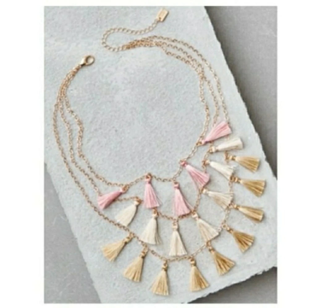 Pink Gold Tassel Necklace